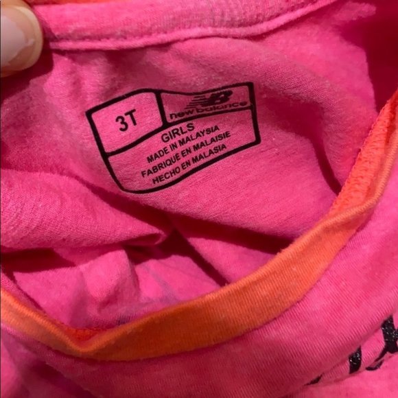 New Balance Kids Girl Pink Shine T-Shirt Splatter Paint Leggings Outfit Size 3T - Picture 2 of 5